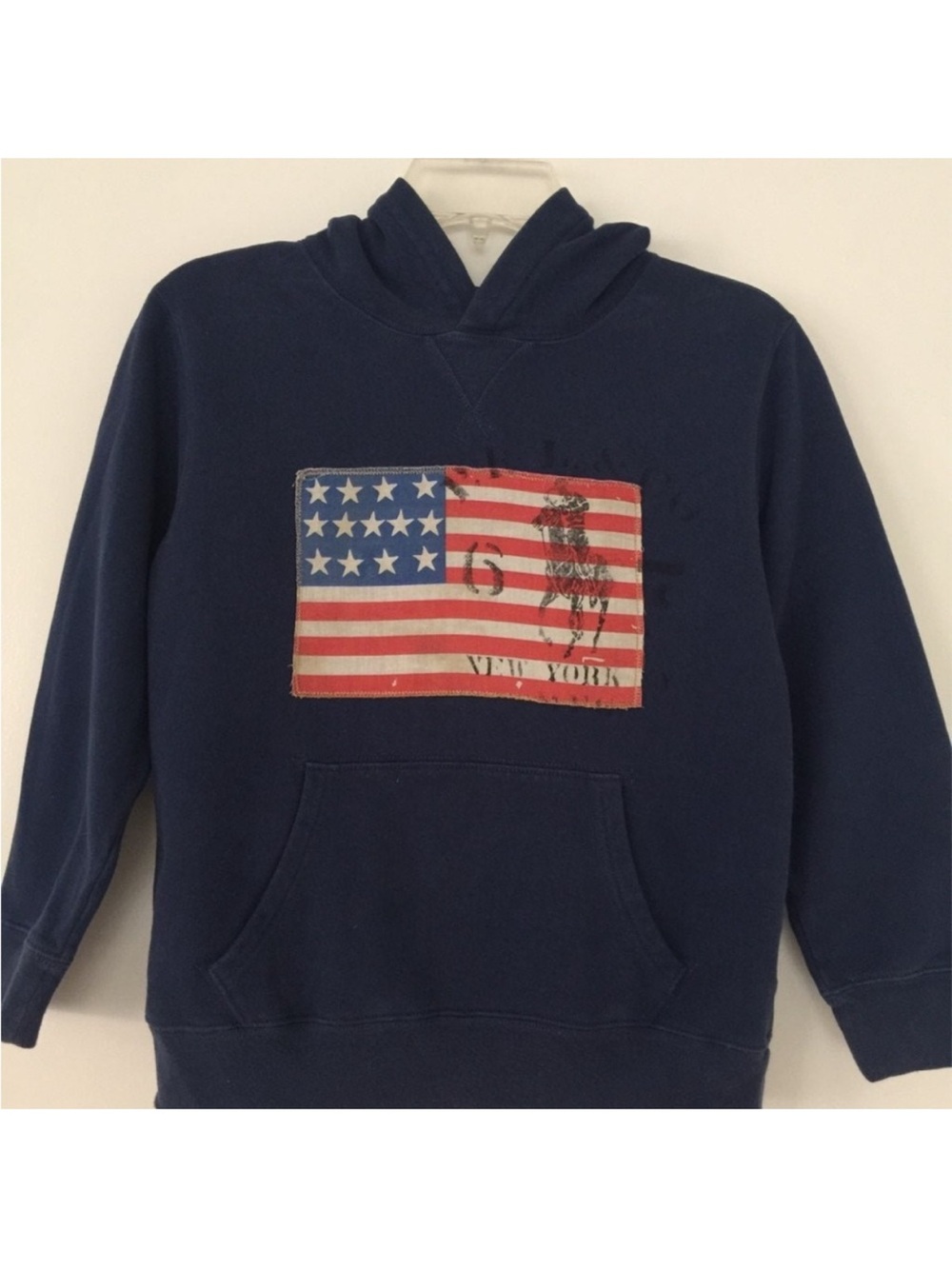 Polo by Ralph Lauren Navy Hoodie with American Flag Graphic